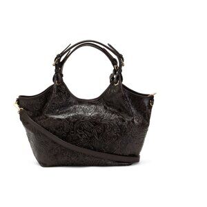 ISADORA Cuoio Made In Italy Leather Tulip Tooled Tote With Strap